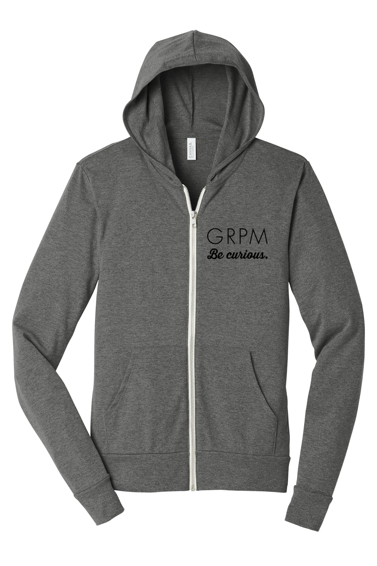 GRPM BE CURIOUS TRI BLEND ZIPPER HOODIE