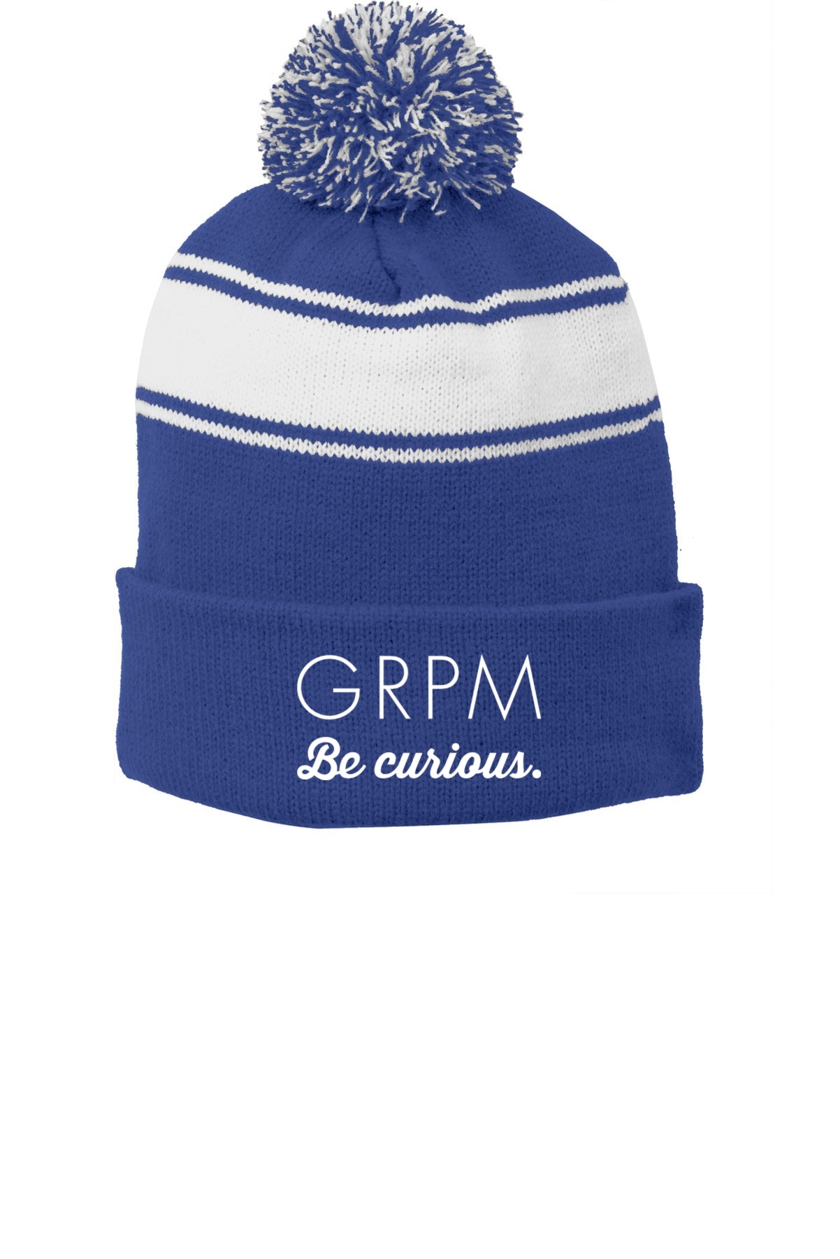 GRPM BE CURIOUS STRIPED POM BEANIE