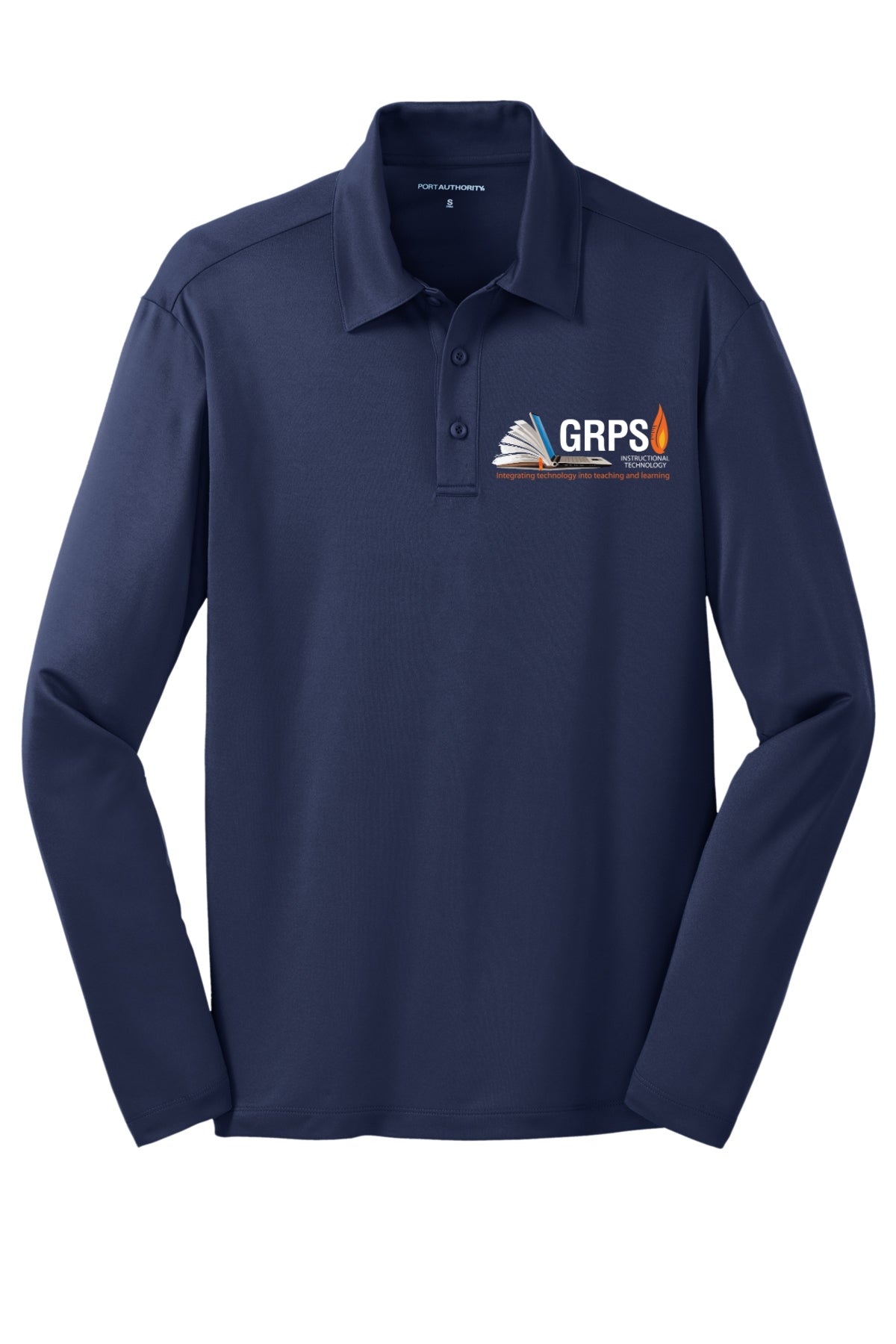 Instructional Technology Silk Touch™ Performance Long Sleeve Polo WHITE LOGO