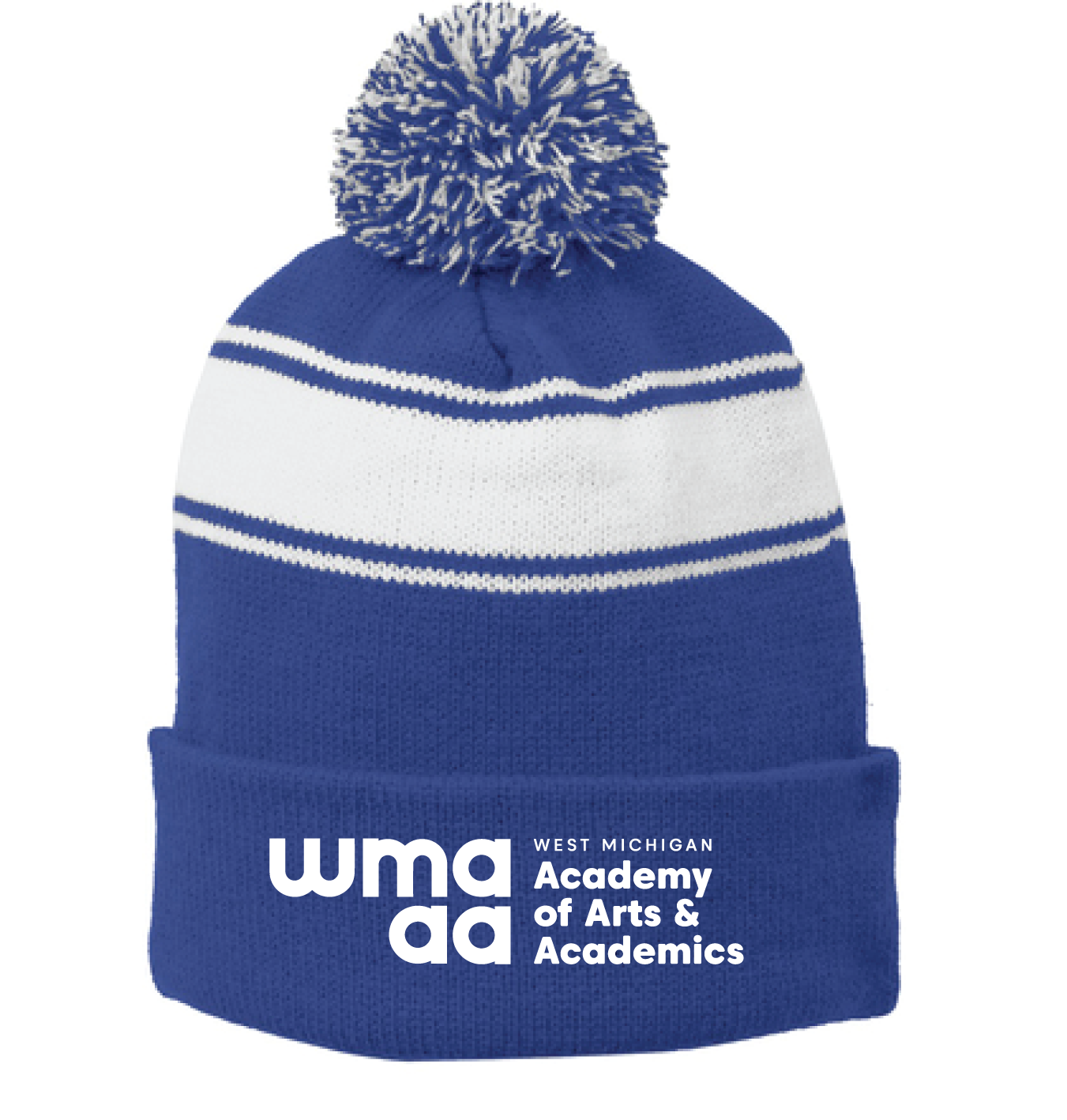 WMAAA Stripe Pom Pom Beanie