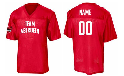 Red Aberdeen Jersey Please provide NAME AND NUMBER for jersey on  COMPANY (OPTIONAL) line in CONTACT info as shown in the picture.
