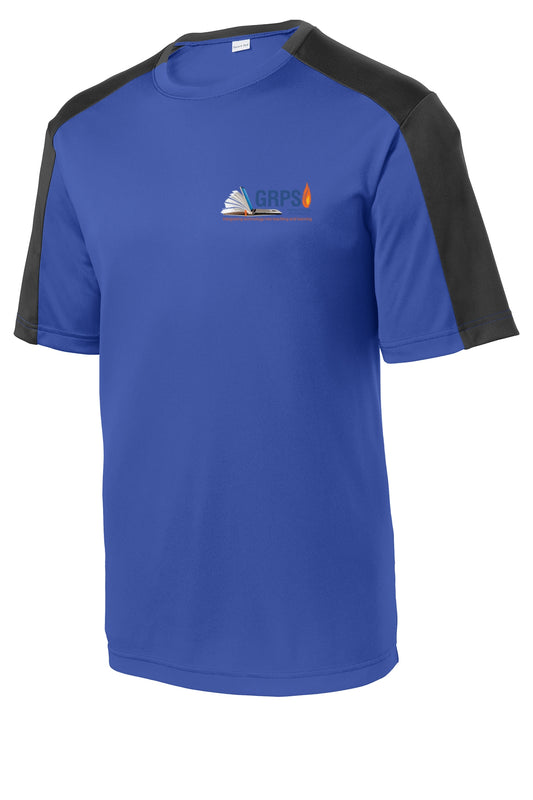 Instructional Technology Sleeve-Blocked Tee BLUE LOGO